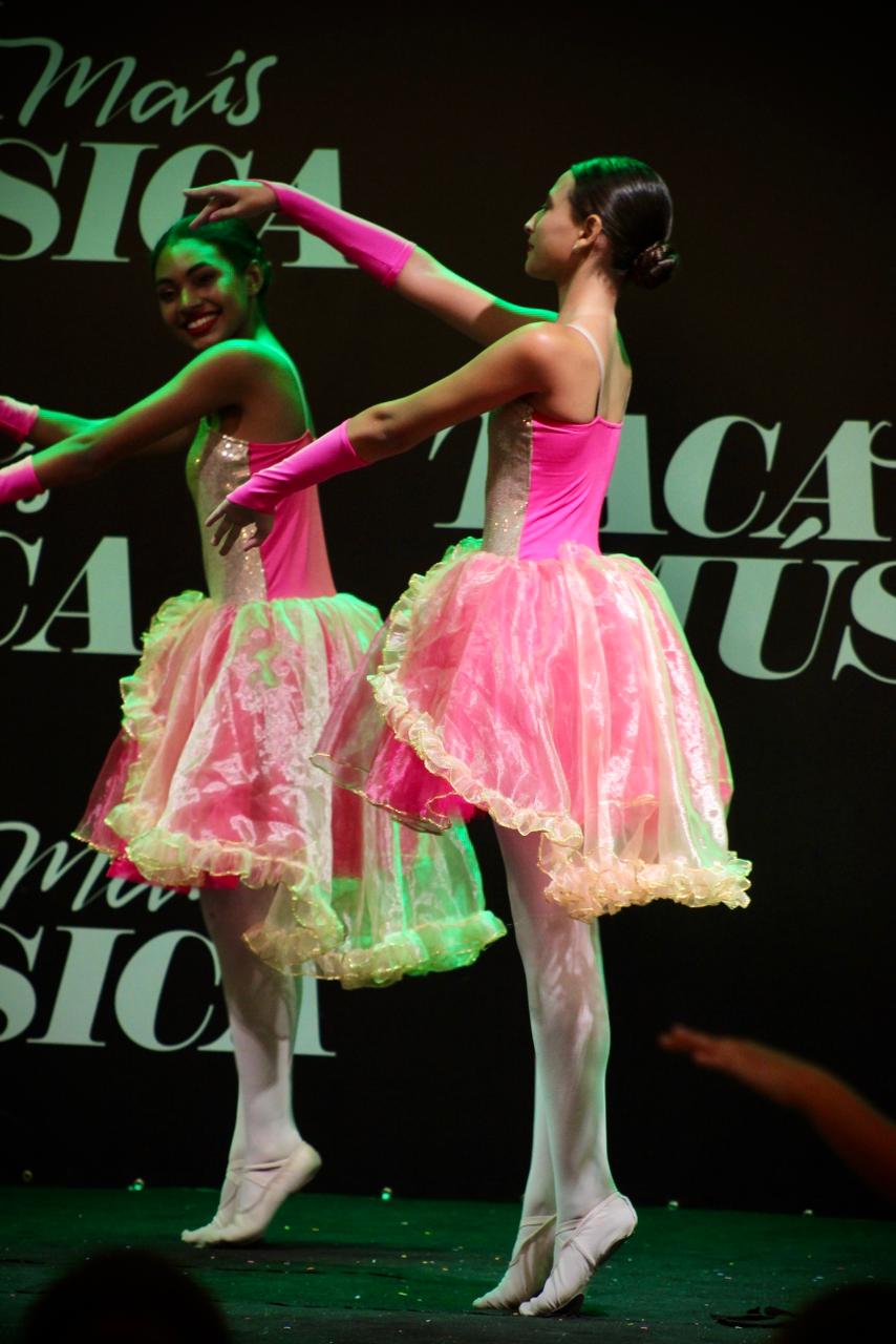 Espetáculo de dança — bailarinas em tutus rosas no palco